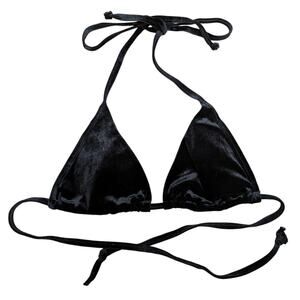 Yamamay Black Velvet Adjustable Triangle Bikini Top Bathing Suit Coastal Retro